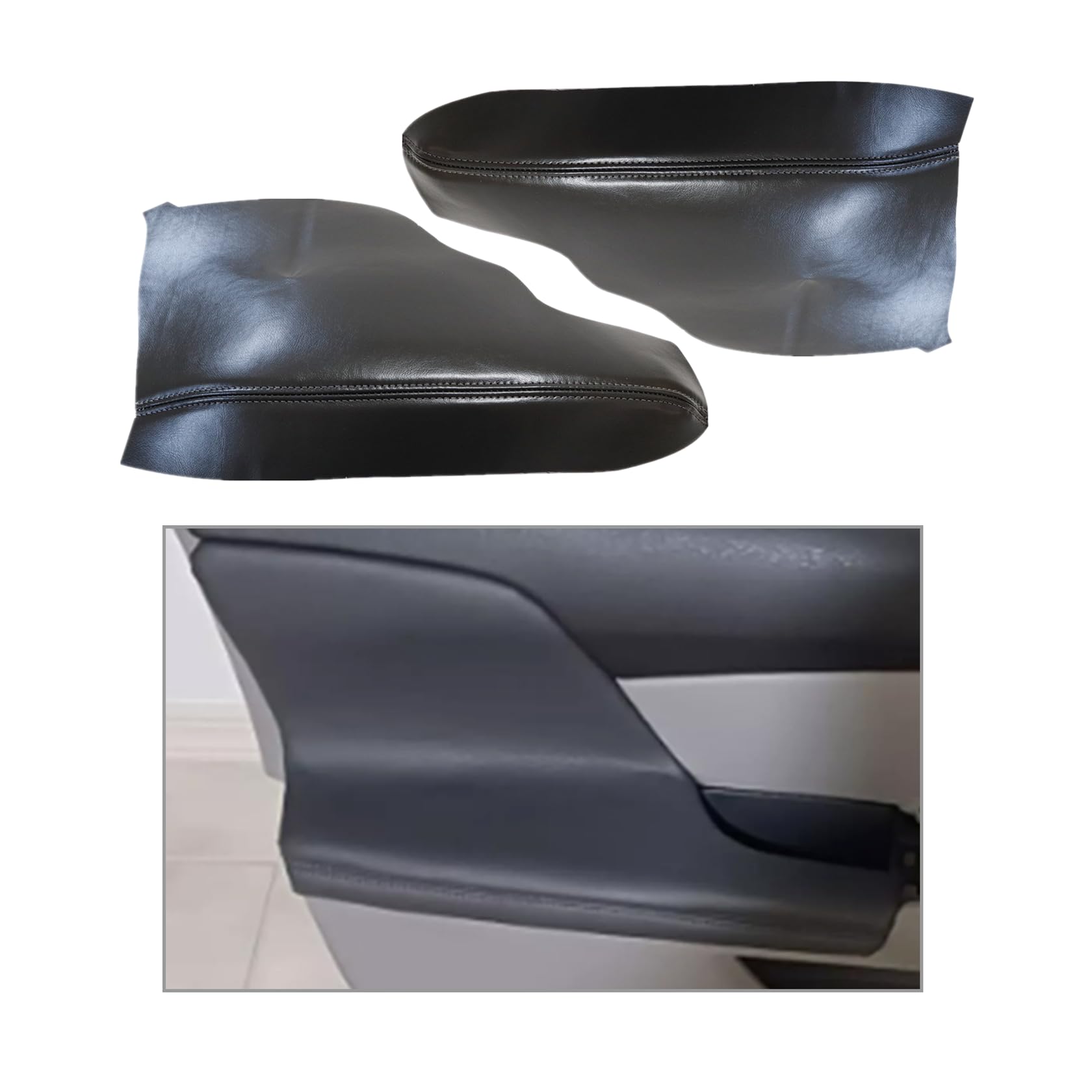FZJDSD front view of two dark gray armrest covers showing packaged set and finish