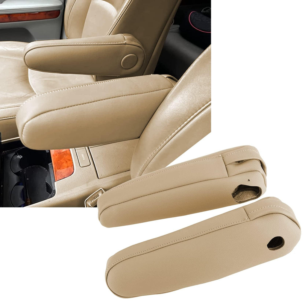 FZJDSD front view beige armrest cover showing clean restoration benefit