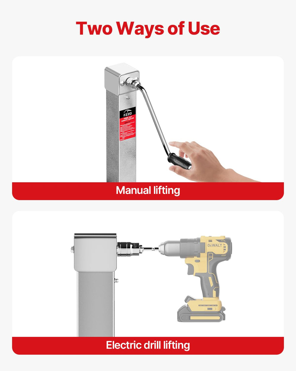 FZZD ergonomic manual crank handle detail showing comfortable control and precision benefit