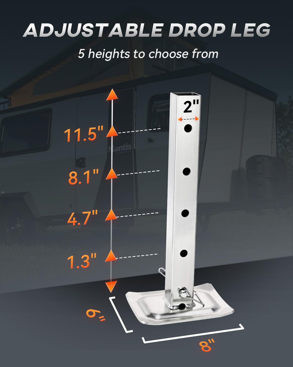 FZZD side-mounted jack installed on trailer tongue enabling secure hitching