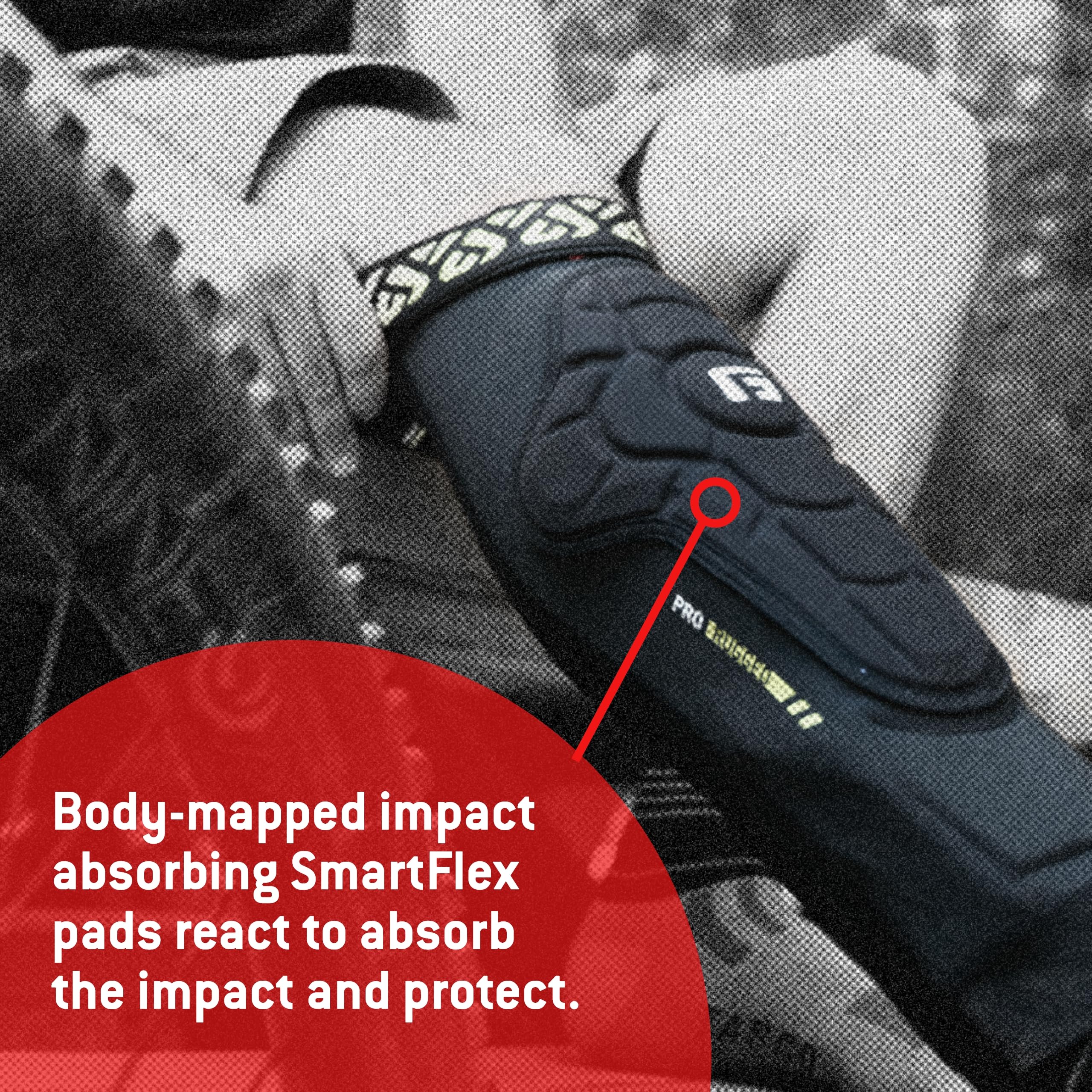 G-Form knee guards in use on trail illustrating confident riding protection