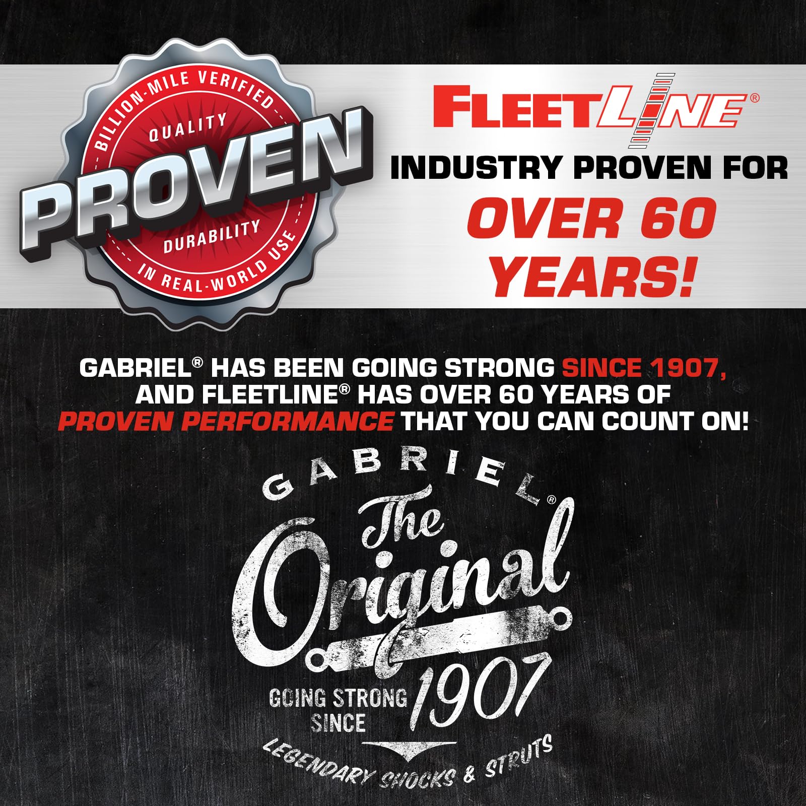 Gabriel FleetLine box and label with OEM numbers for easy identification