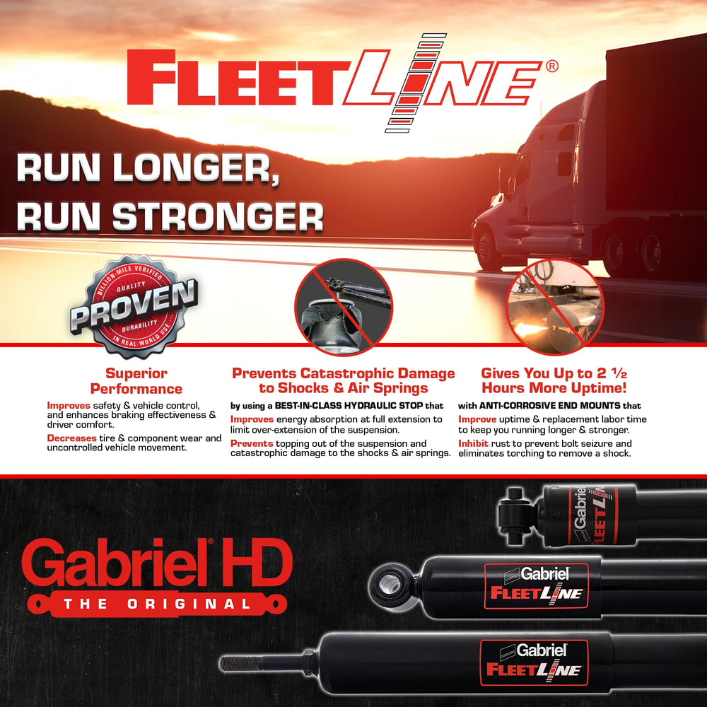 Gabriel FleetLine size comparison showing extended and collapsed lengths for correct fit