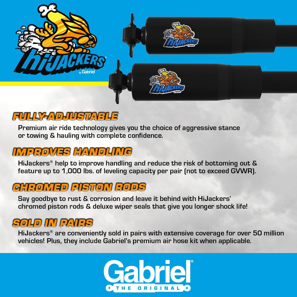 Gabriel HiJackers length and stroke diagram clarifying fitment dimensions