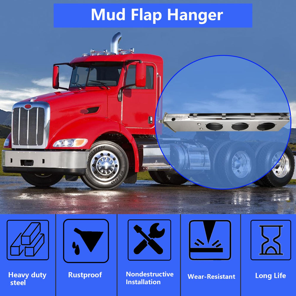 GaeaAuto installed on semi truck rear improving mudflap alignment and safety