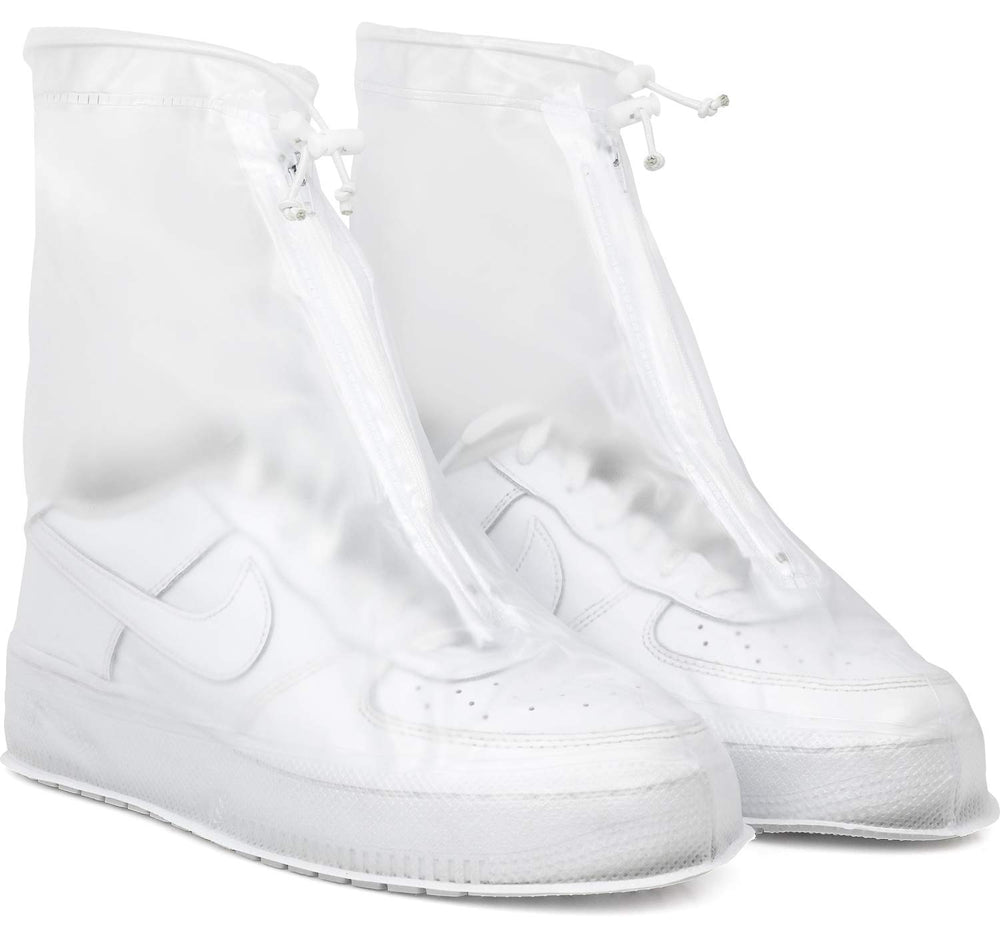 Galashield clear overshoe front view showing full coverage and easy zipper closure