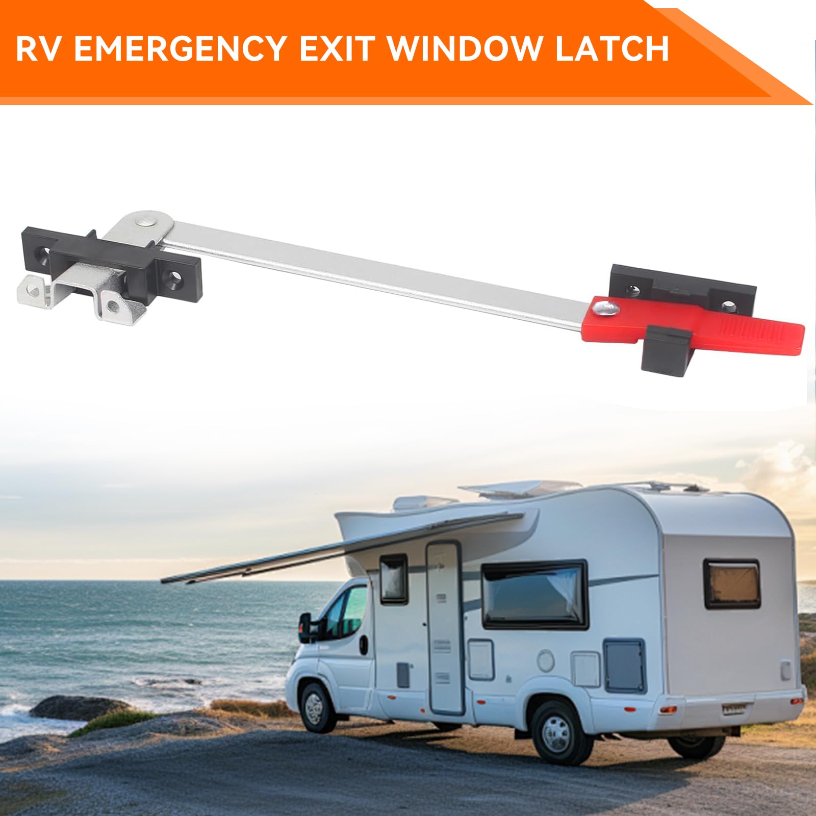 GAMPRO latch mounted on RV window illustrating restored closure and secure fit