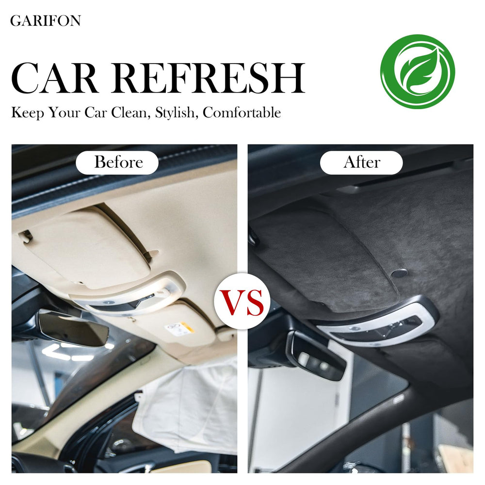 Garifon installed headliner in car interior demonstrating improved cabin look