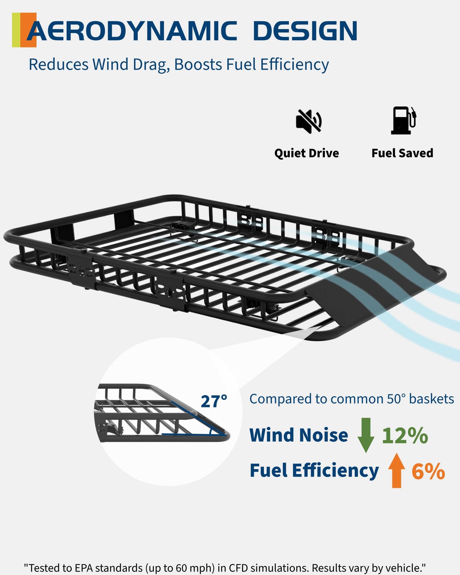 GarveeLife close-up of steel wind deflector reducing wind resistance benefit