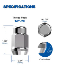 GAsupply close-up showing threads and 60° cone seat for precise wheel centering