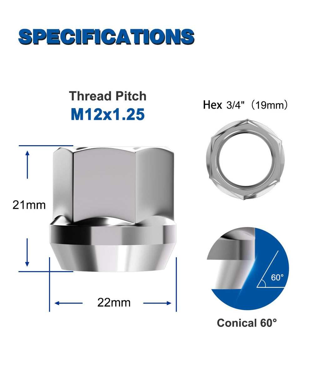 GAsupply close-up of clean 12x1.25 threads showing easy installation and secure fit benefit
