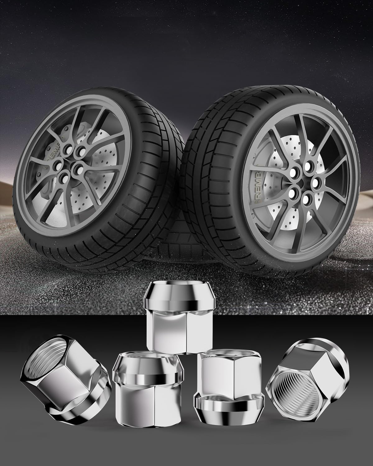 GAsupply lug nuts installed on polished wheel showing improved appearance and corrosion resistance benefit