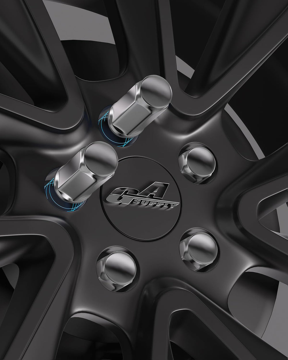 GAsupply opened package displaying all 20 chrome lug nuts neatly