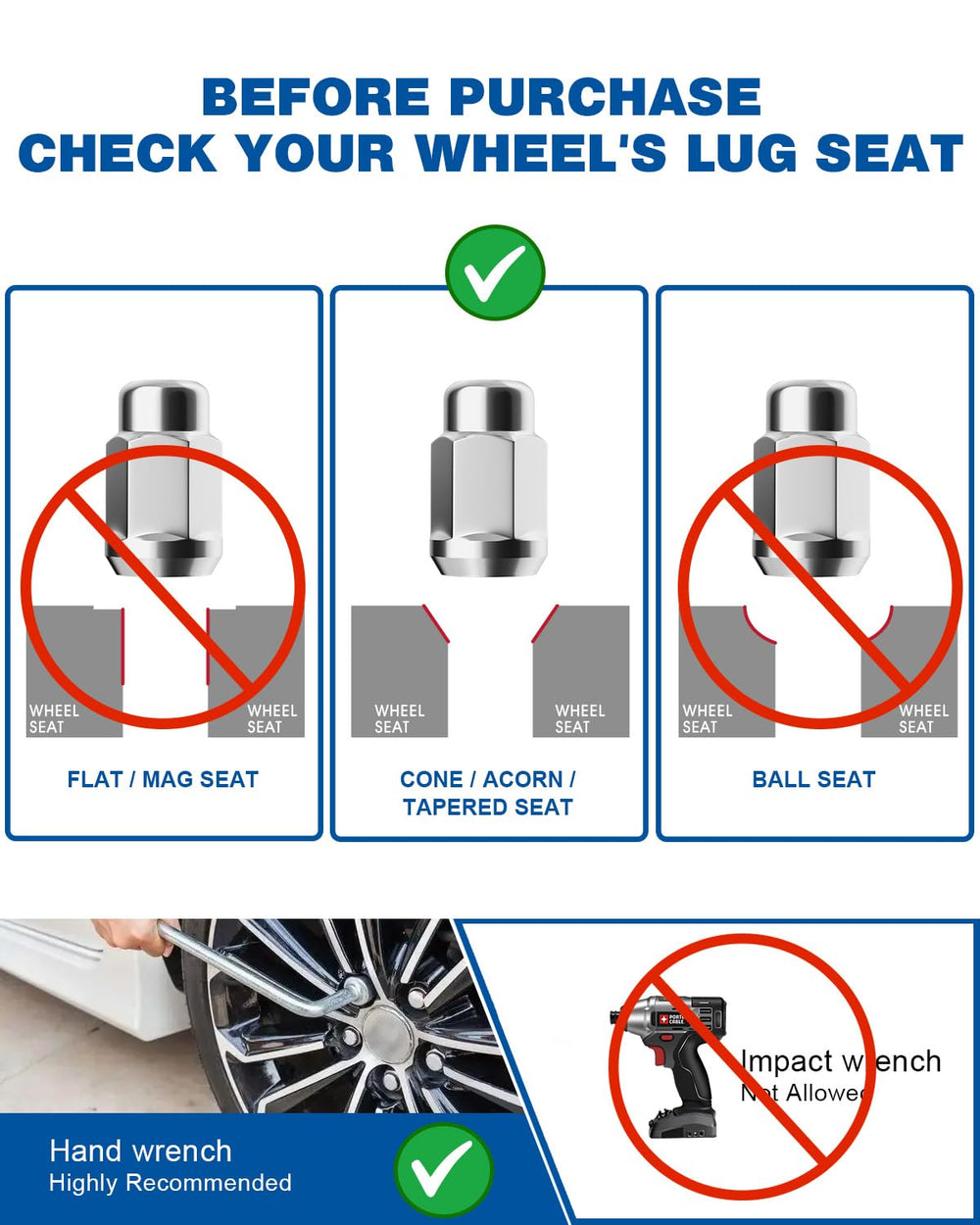 GAsupply side profile of 1.38 inch acorn lug nut highlighting low-profile styling
