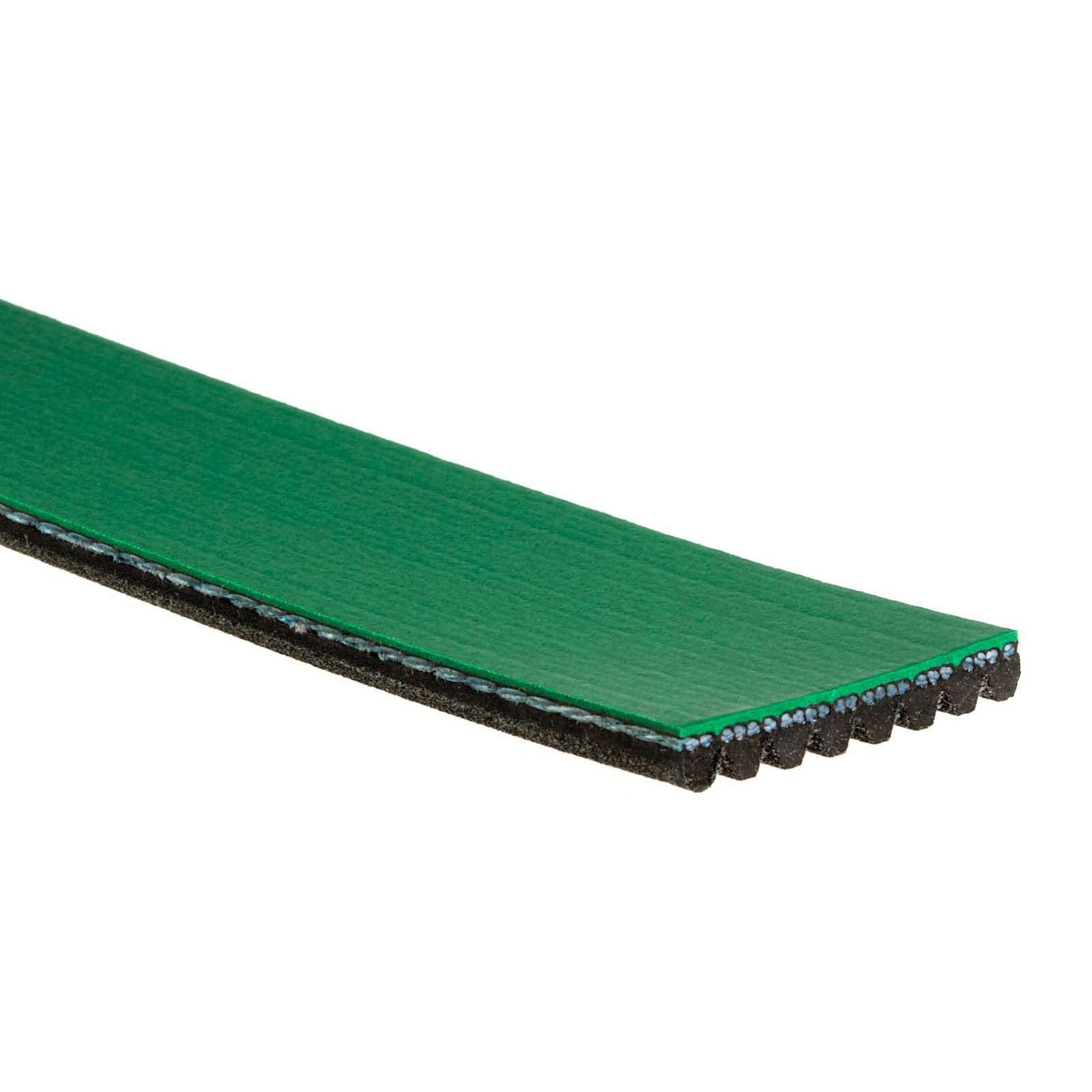 Gates belt close-up of green overcord and ribs highlighting reinforced durability and flexibility