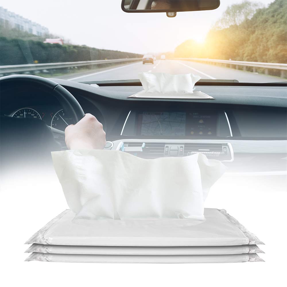 Gatherfun pack installed in a car visor holder for quick, tidy dispensing