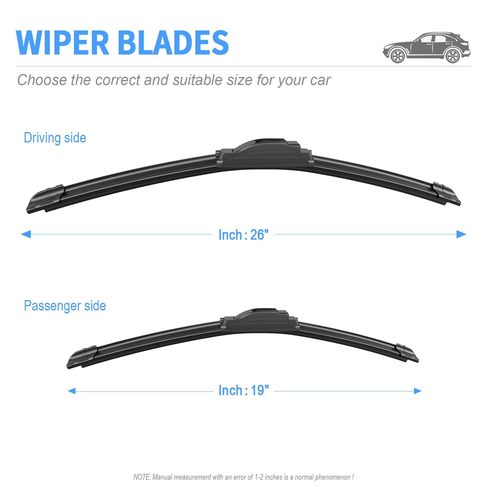 Gavimnal 26" and 19" blades side-by-side for clear size confirmation benefit