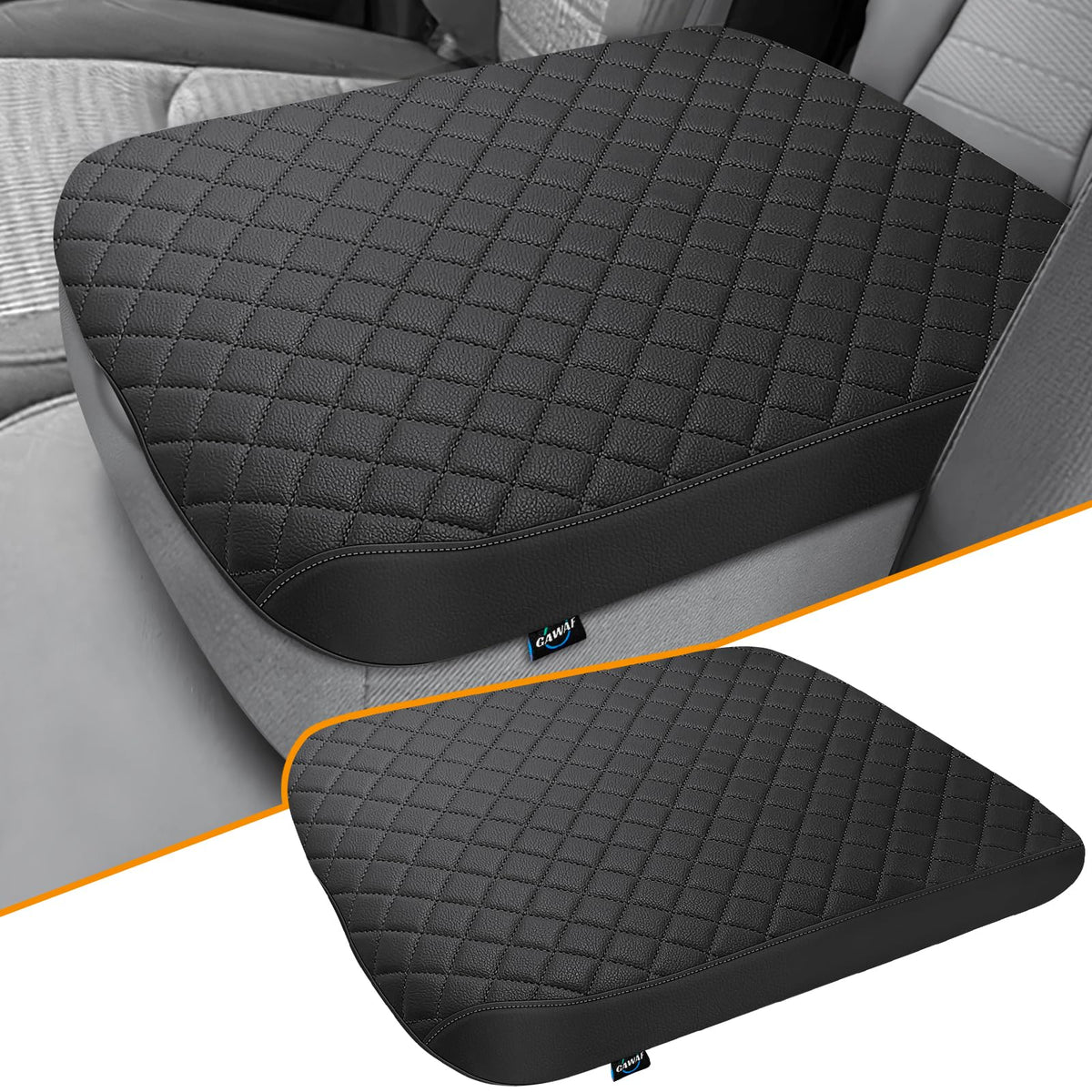 GAWAF front view of gray center console cover improves arm comfort