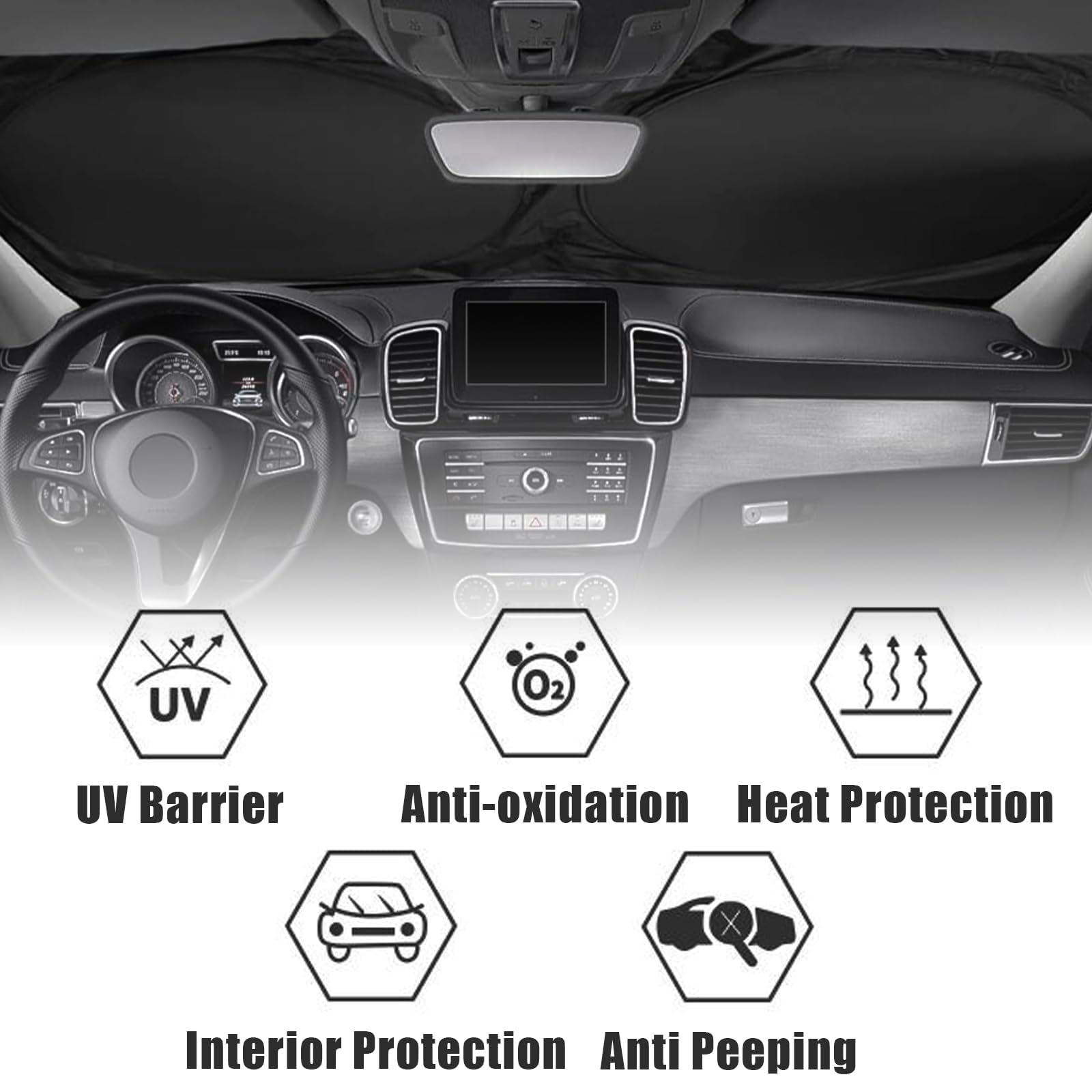Gayruaicjz installed inside windshield showing secure fit and interior protection