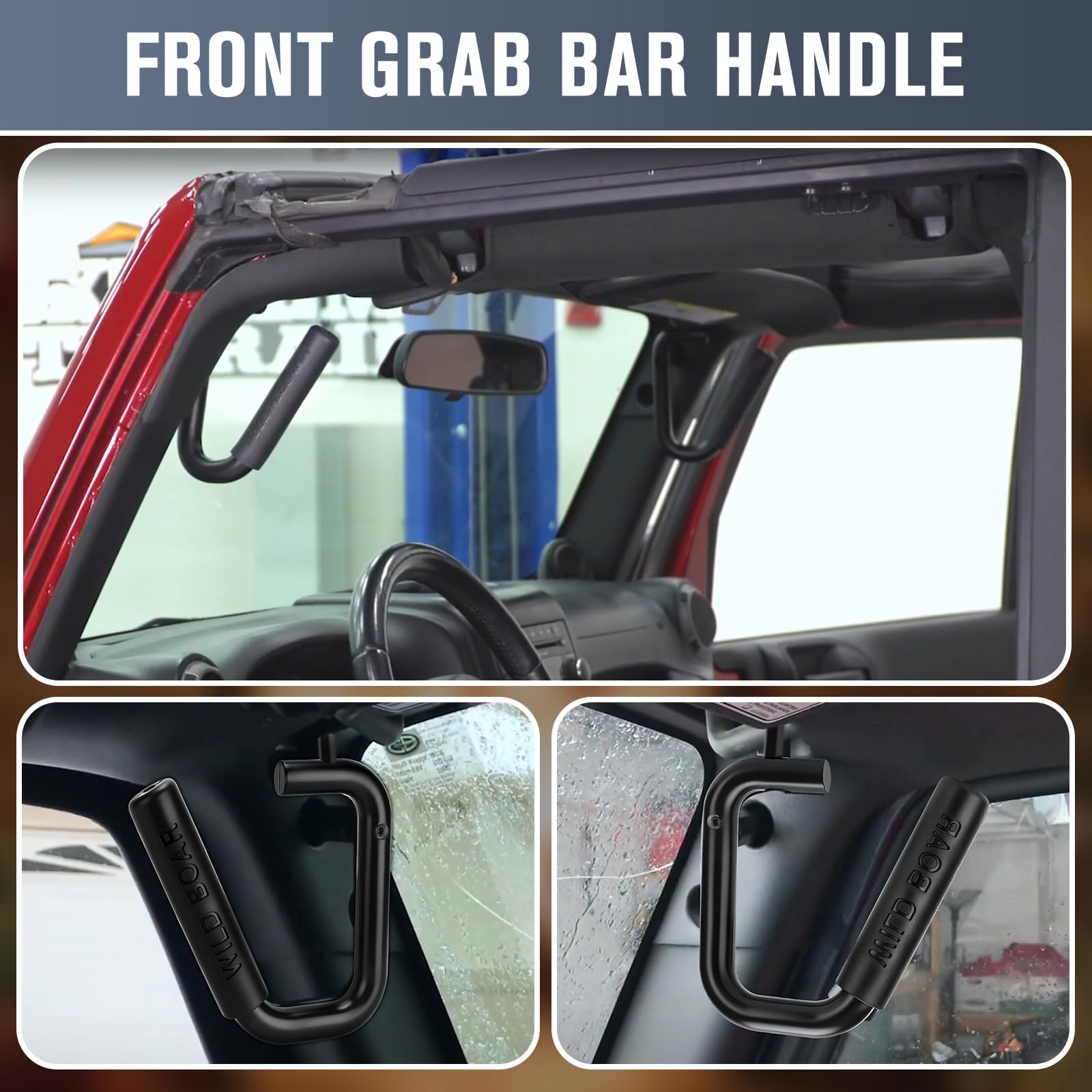 GDLIN passenger gripping handle in off-road Jeep showing added stability benefit