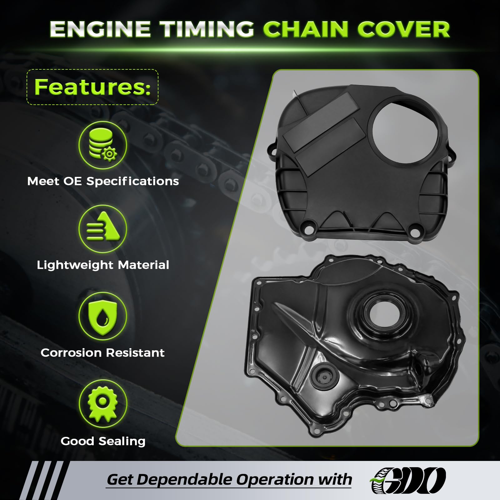 GDO oil pump chain and sprocket illustrating consistent oil drive performance