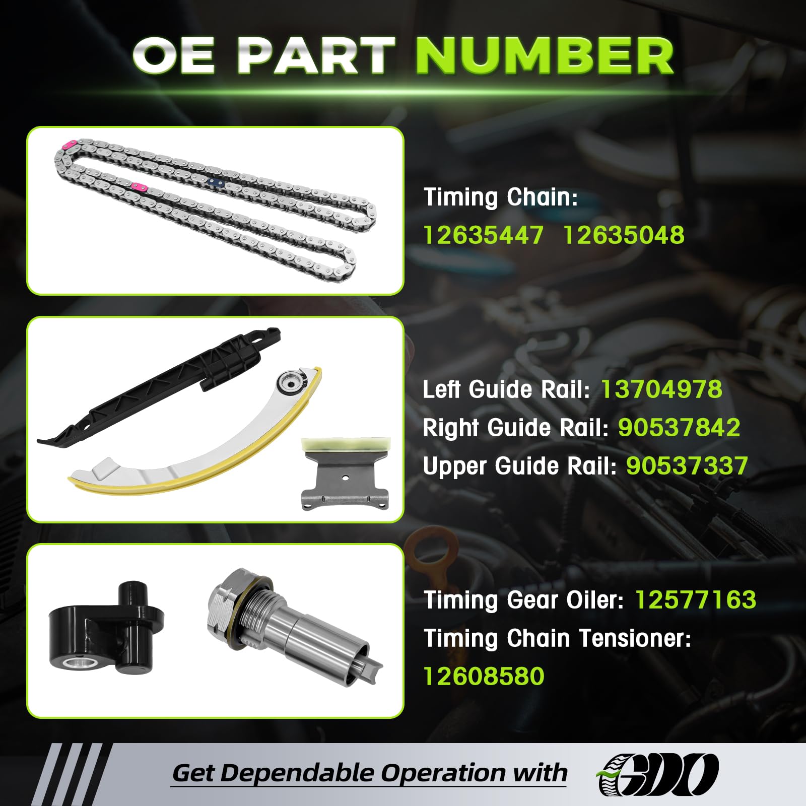 GDO upper guide rail side view showing wear-resistant surface for chain guidance