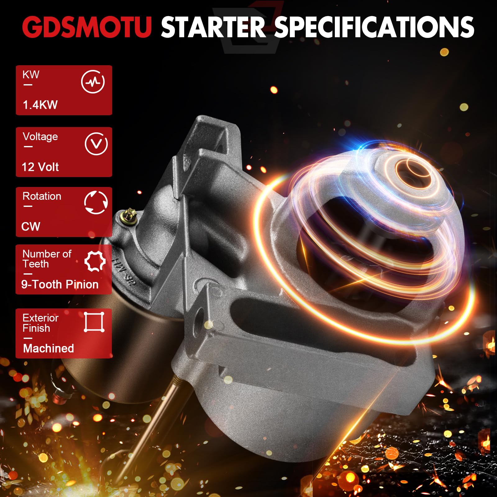 GDSMOTU starter side flange view illustrating bolt pattern for accurate alignment