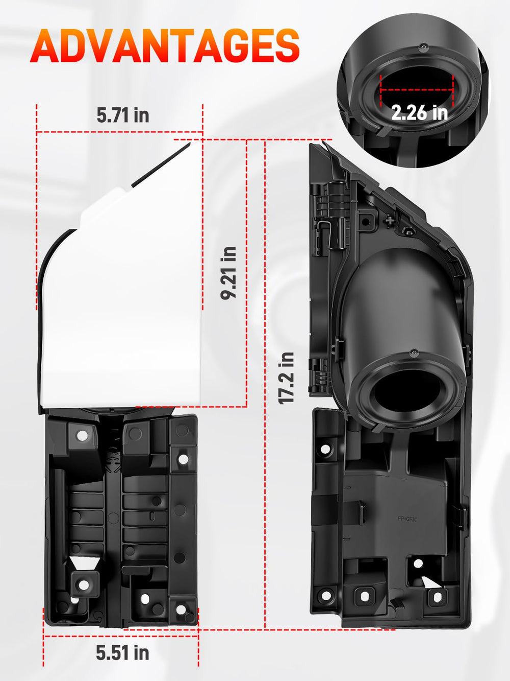 GDUKOP filler door beside ruler showing correct OEM dimensions