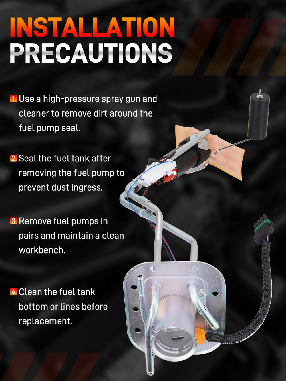 GDUKOP fuel pump in garage during install demonstrating easy swap benefit