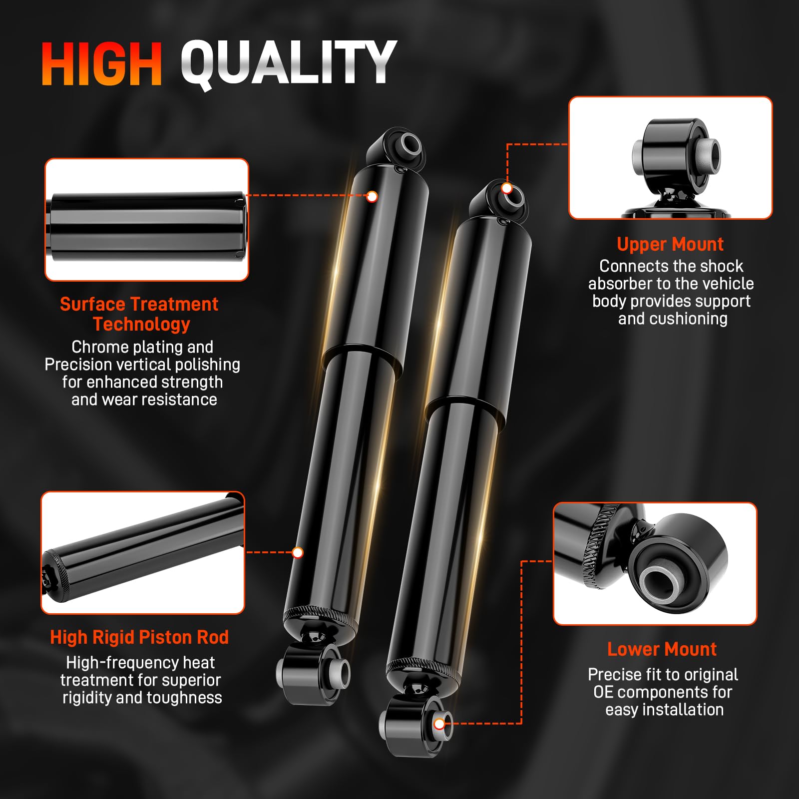 GDUKOP piston rod close-up with chrome plating for smoother operation and longevity