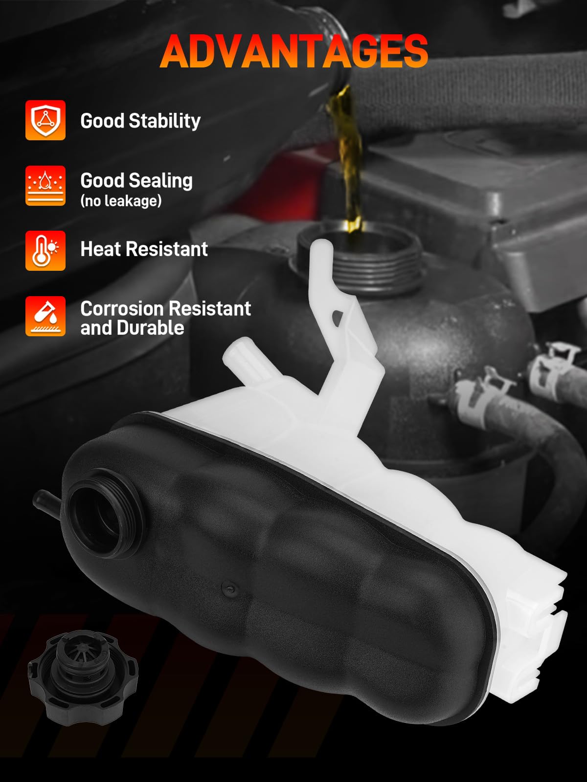 GDUKOP reservoir installed in engine bay, restores proper coolant storage
