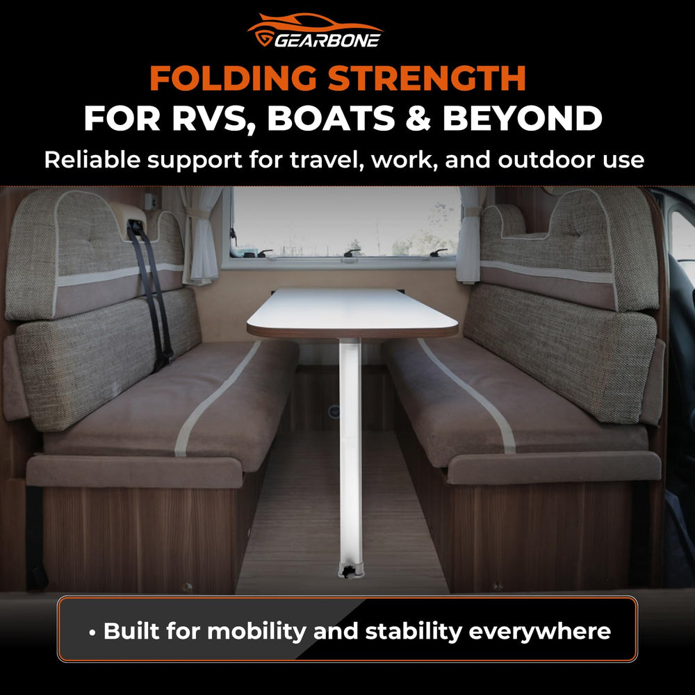 GEARBONE table leg on boat deck demonstrating rust-resistant use
