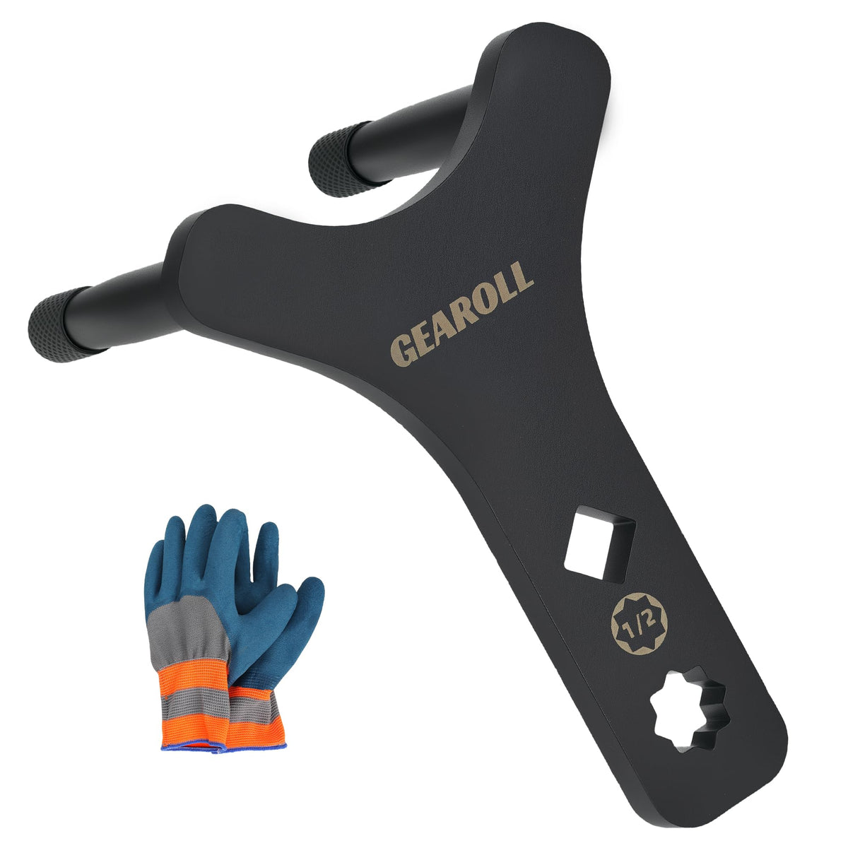 GEAROLL front view of lower control arm prying tool showing profile and benefits