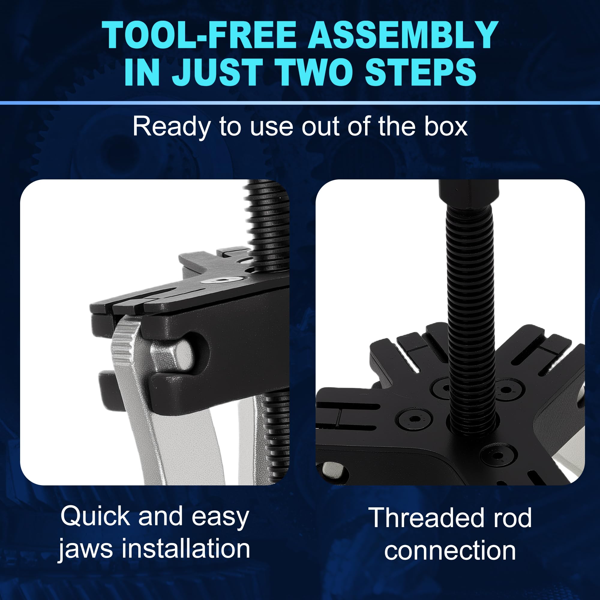 GEAROLL puller removing engine pulley showing safe, controlled component extraction