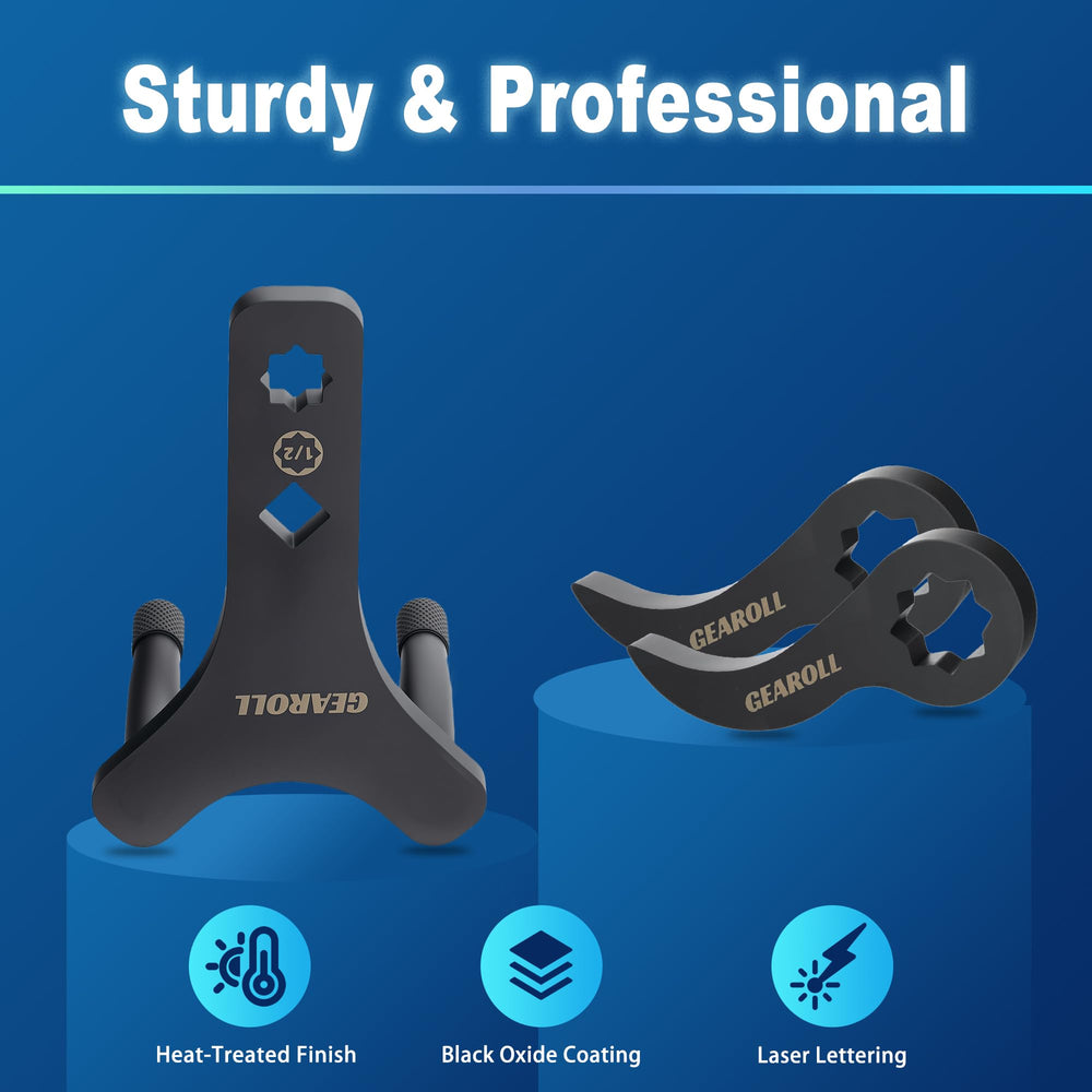 GEAROLL beside 1/2" drive breaker bar showing size and compatibility
