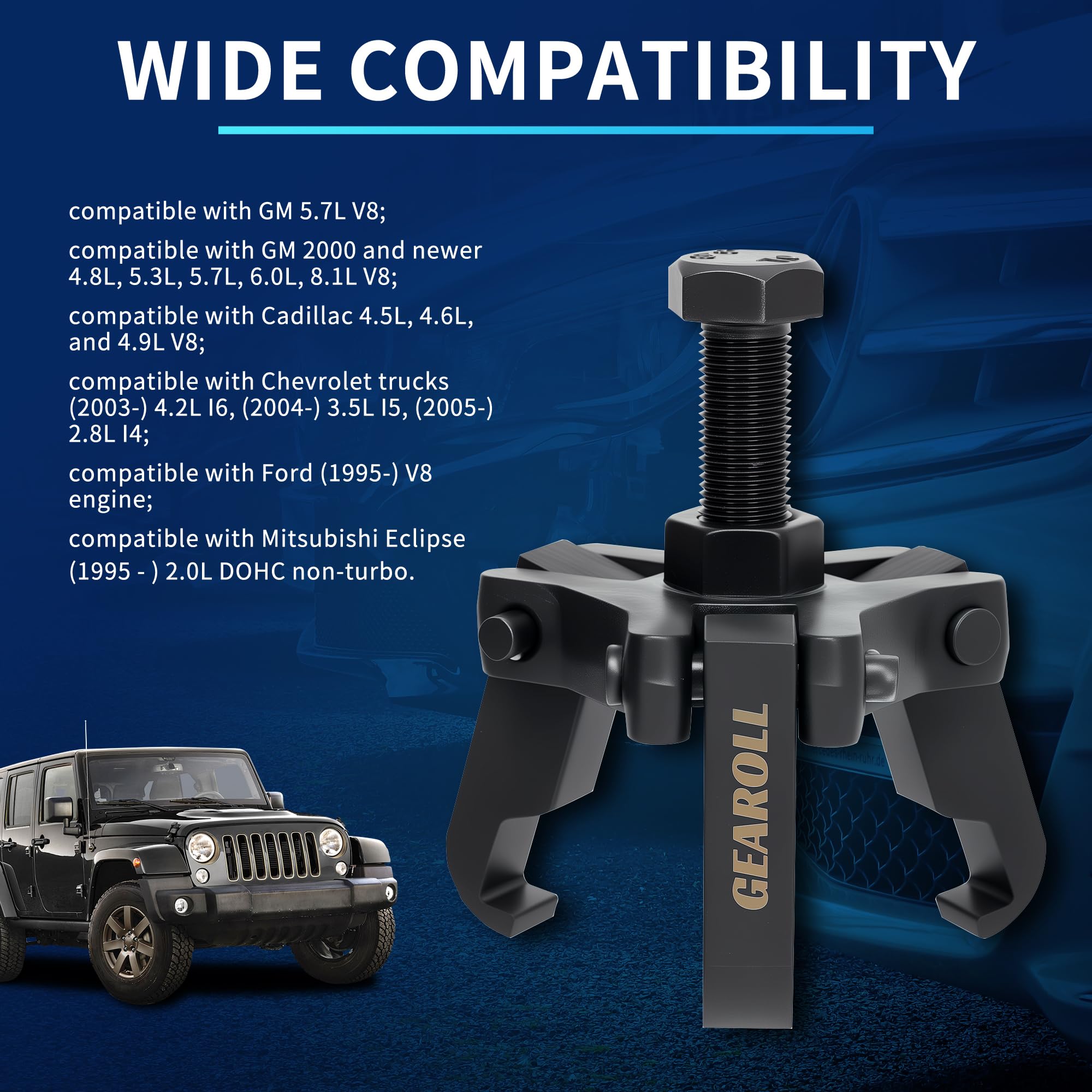 GEAROLL thin and thick jaws comparison showing compatibility benefit across engines