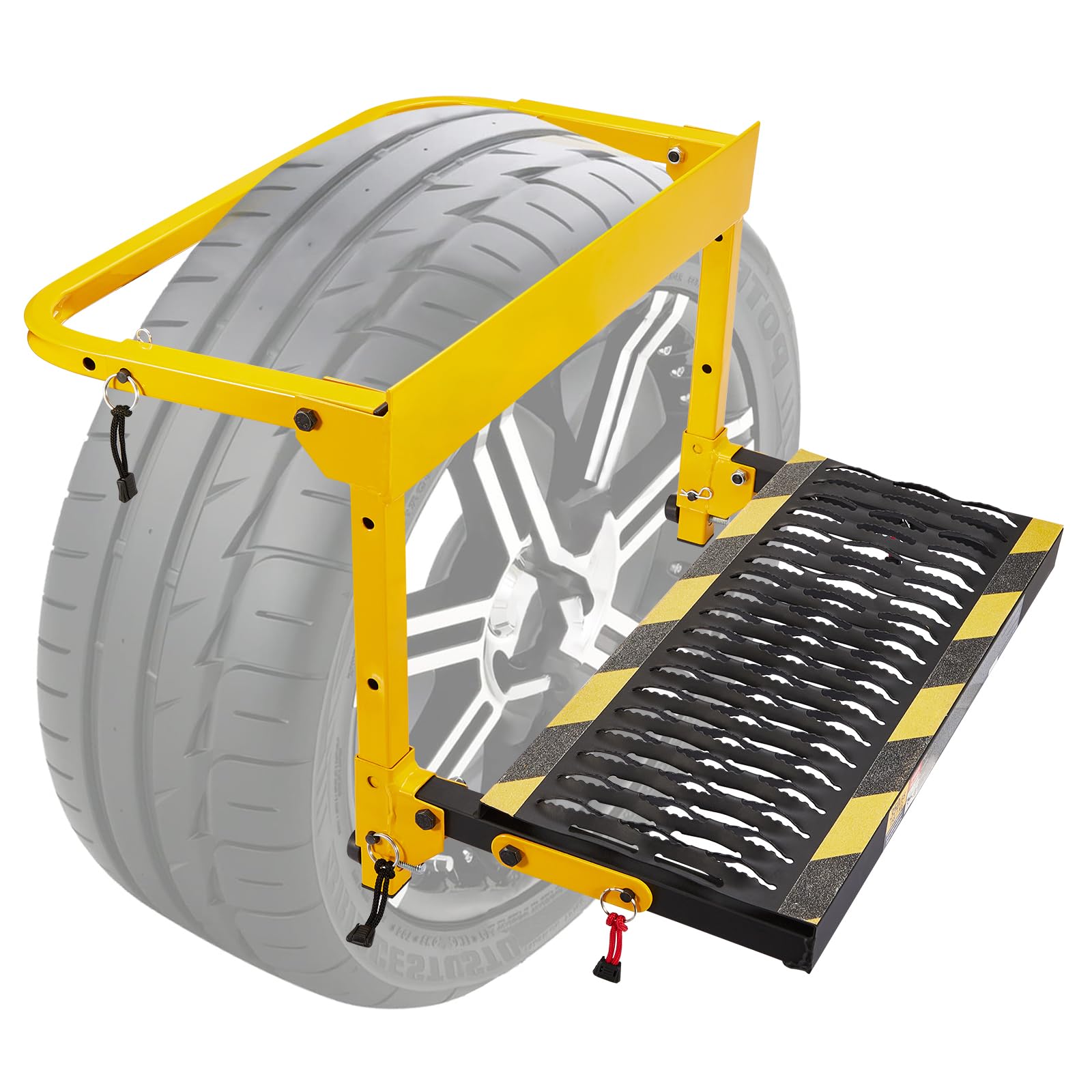 Gedlex front view of tire step showing sturdy frame and easy attachment benefit