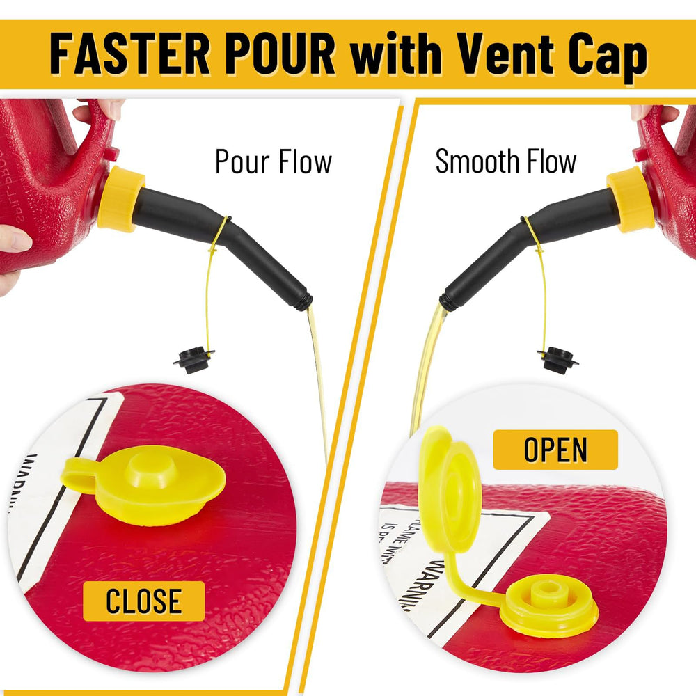 Gedlex nozzle in use pouring into lawnmower demonstrating spill reduction