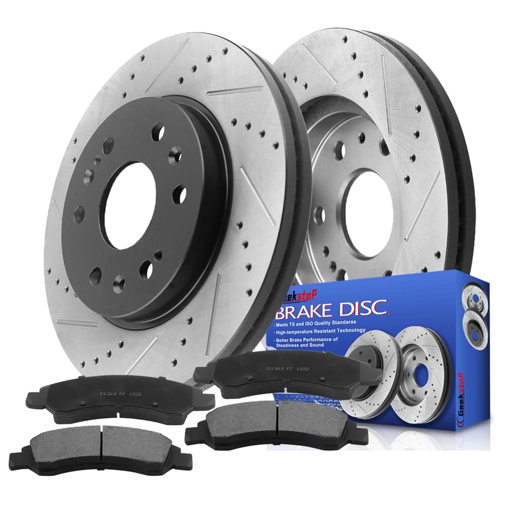 Geekstop front brake kit boxed showing complete rotor and pad set for quick replacement