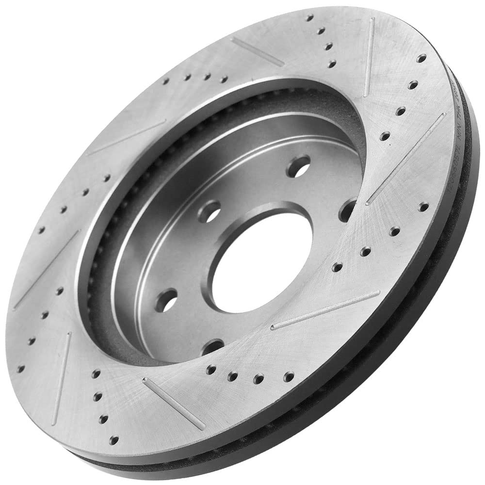 Geekstop rotor and pad installed on vehicle hub demonstrating direct-fit ease