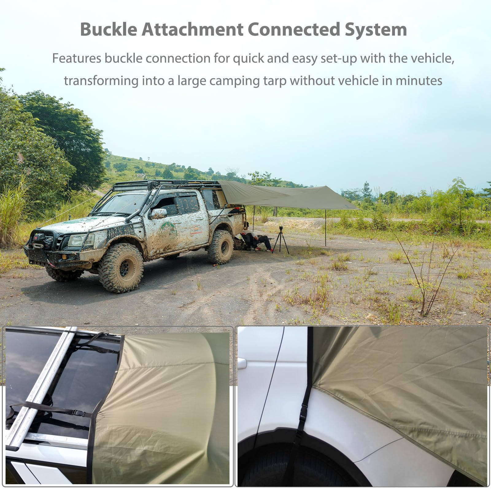 GEERTOP telescoping poles and buckles showing adjustable height and secure fit