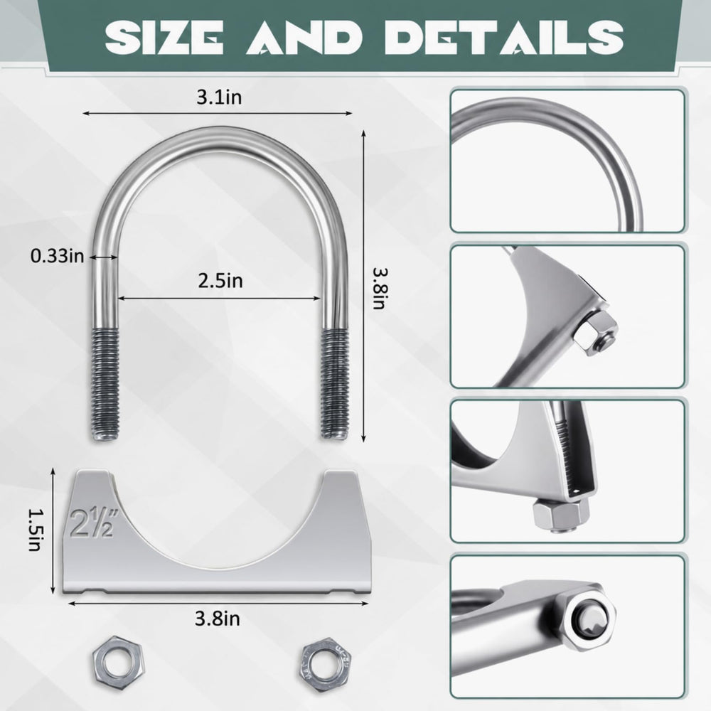 Geetery U-bolt clamp beside bracket demonstrating correct pipe fitment