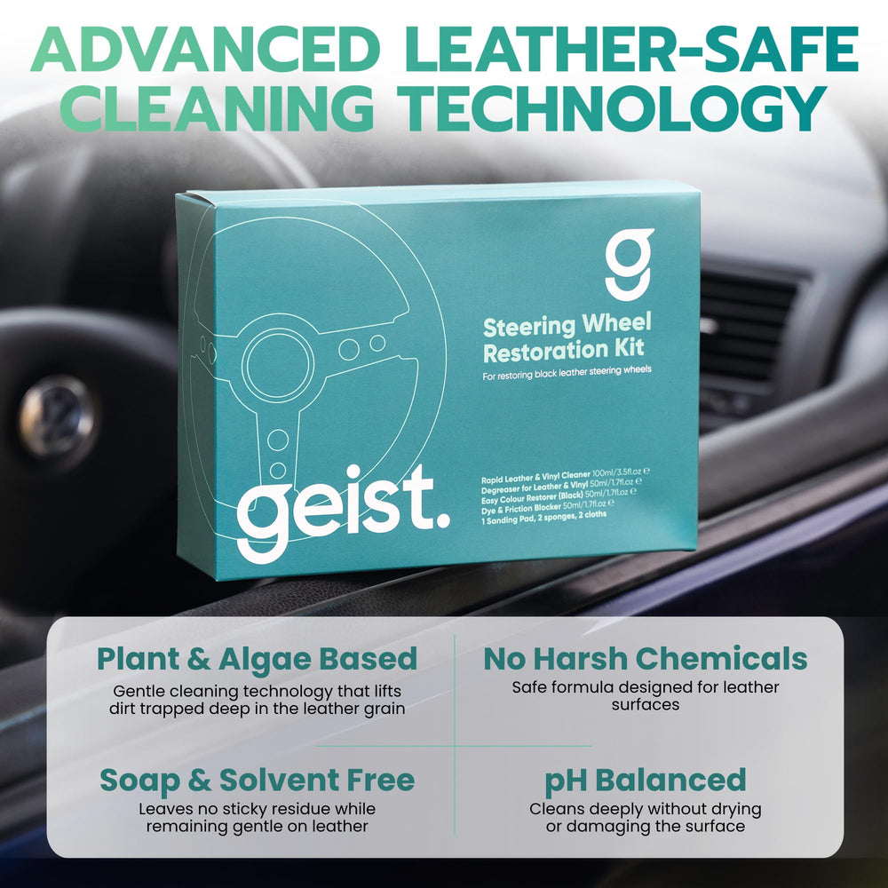 Geist leather texture closeup showing restored surface detail