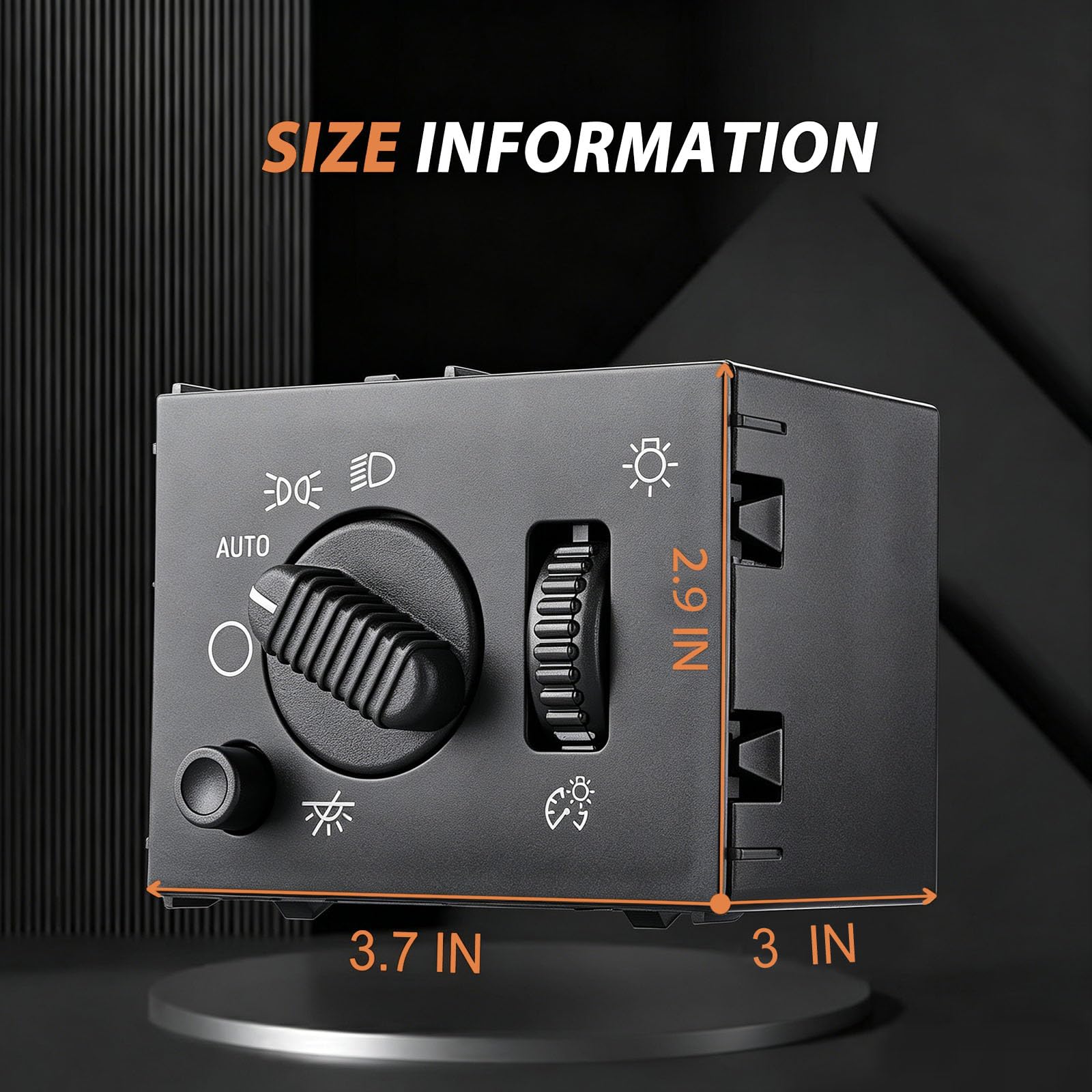 GELAIDI dimmer switch beside ruler to show size for accurate fitment