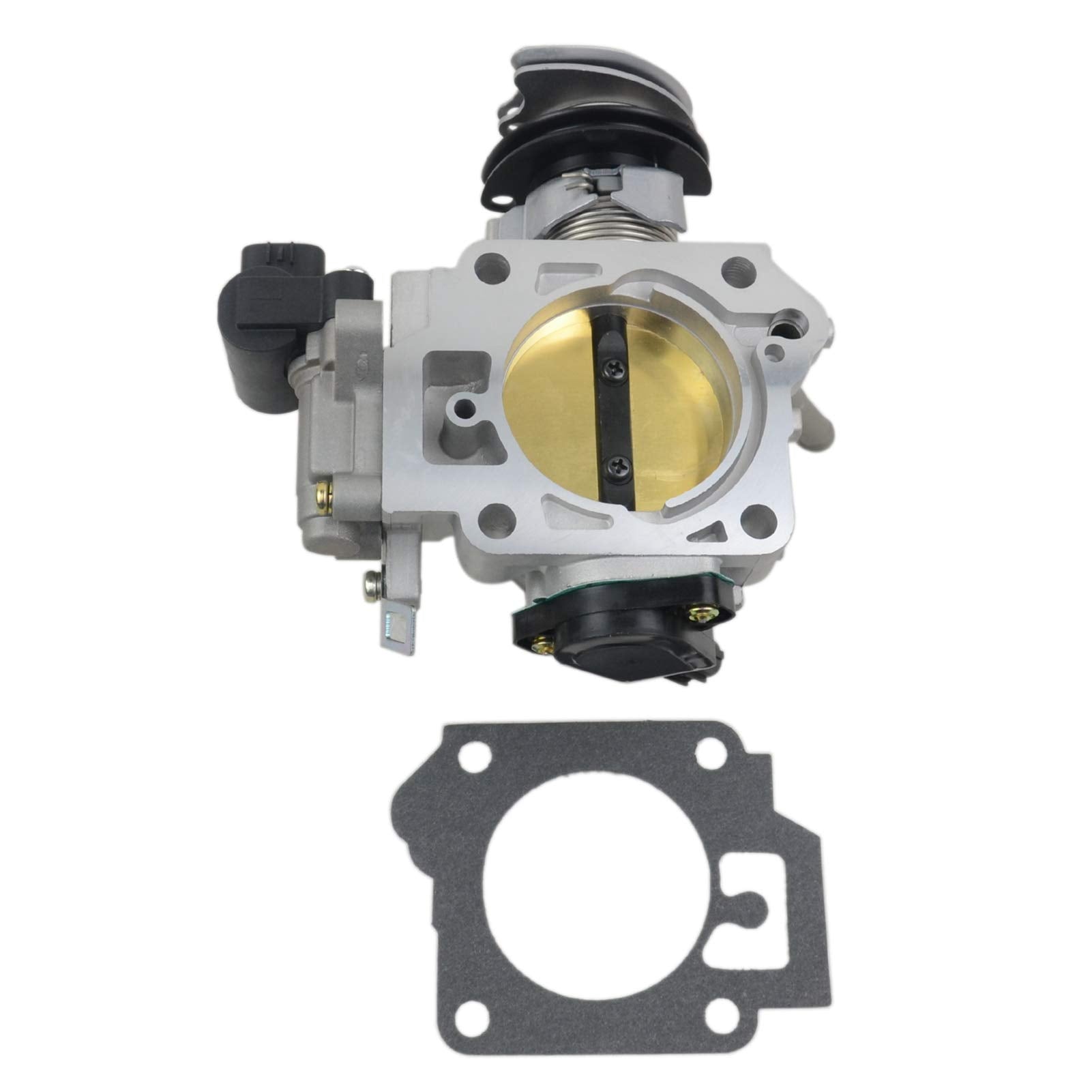 GELUOXI throttle body front view showing mounting points and fitment benefit