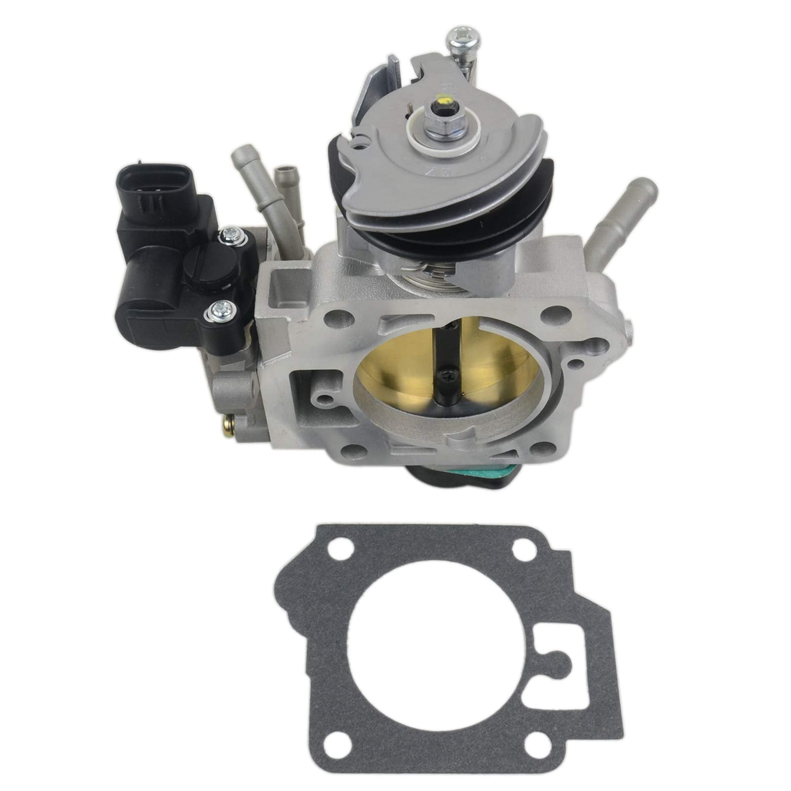 GELUOXI throttle body next to ruler for size and fitment confirmation benefit
