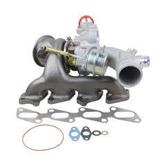 GELUOXI turbo front view showing direct-fit flanges and mounting benefits
