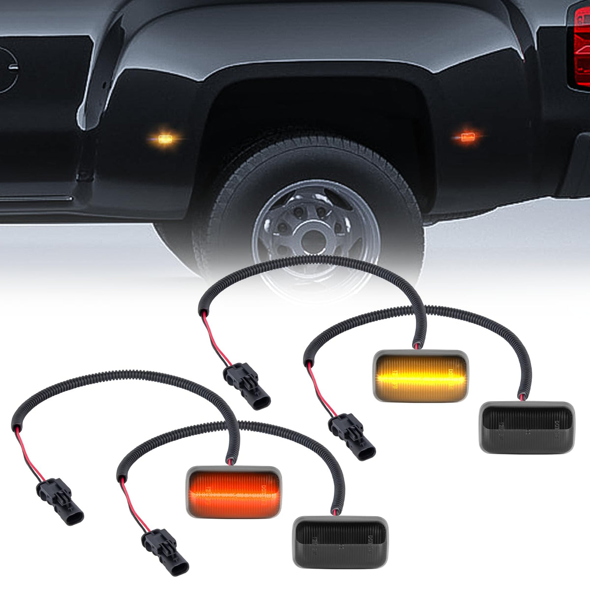 Gempro front view smoked marker light showing sleek upgrade and improved visibility