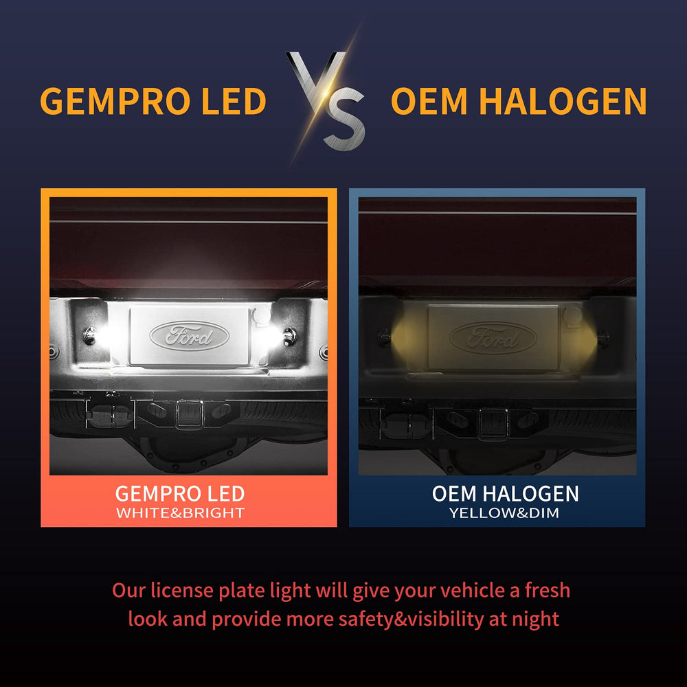 Gempro installed on Ford truck rear plate improving nighttime visibility