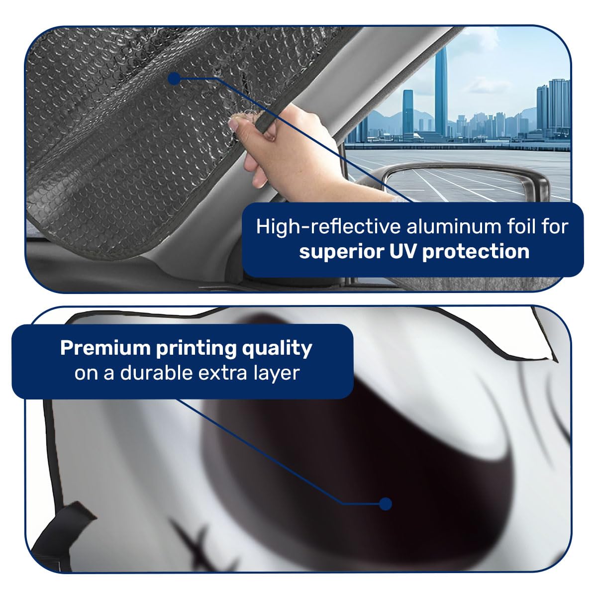 GENANY installed on a car windshield reducing glare and protecting interior